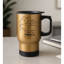 Bk Gift Kişiye Özel Babalar Günü Tasarımlı Kulplu Gold Çelik Bardak Termos Mug 450ML-5, Babalar Günü Hediye, Babaya Hediye