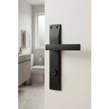 Merkezoğlu Ticaret Mat Siyah Kare Aynalı Wc ve Banyo Kapı Kolu - Sol Yön (1 Takım)