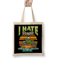 Dekado Cute & Funny I Hate People Beach Vacation Pun Bez Çanta Uzun Saplı