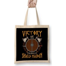 Dekado Victory Or Valhalla Shield Maiden Female Warrior Bez Çanta Uzun Saplı