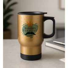 Bk Gift Kişiye Özel Babalar Günü Tasarımlı Kulplu Gold Çelik Bardak Termos Mug 450ML-2, Babalar Günü Hediye, Babaya Hediye