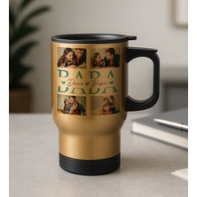 Bk Gift Kişiye Özel Fotoğraflı Babalar Günü Tasarımlı Kulplu Gold Çelik Bardak Termos Mug 450ML-6, Babalar Günü Hediye, Babaya Hediye