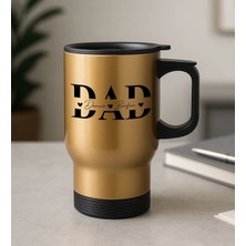 Bk Gift Kişiye Özel Babalar Günü Tasarımlı Kulplu Gold Çelik Bardak Termos Mug 450ML-1, Babalar Günü Hediye, Babaya Hediye