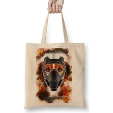 Dekado Maskeli Pug Köpek Bez Çanta Uzun Saplı