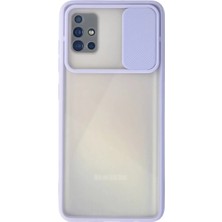 Derin Stok Galaxy A71 Kılıf Palm Buzlu Kamera Sürgülü Silikon - Lila