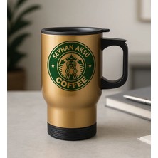 Bk Gift Kişiye Özel Isimli Coffee Tasarımlı Kulplu Gold Çelik Bardak Termos Mug 450ML-1, Sevgiliye Hediye, Arkadaşa Hediye, Eşe Hediye