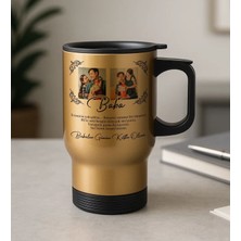 Bk Gift Kişiye Özel Fotoğraflı Babalar Günü Tasarımlı Kulplu Gold Çelik Bardak Termos Mug 450ML-5, Babalar Günü Hediye, Babaya Hediye