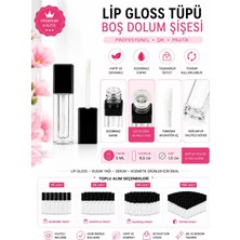 Özden Ambalaj 5 ml Kare Lip Gloss Tüpü Boş Dolum Şişesi Şeffaf Gövde Siyah Kapak