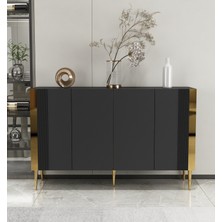 Morepp Dream 120 cm Konsol Tv Sehpası Çok Amaçlı Dolap Antrasit-Altın
