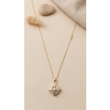 Lune Design Minimal Vintage Kare Model Zirkon Taşlı Altın Kaplama Vıp Kadın Kolye
