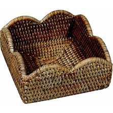 Caspari Rattan Scalloped Cocktail Napkin Holders In Natural - 1 Napkin Holder