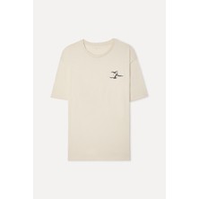 Mudo Erkek Taş Rengi Baskılı Comfort Fit Bisiklet Yaka T-Shirt