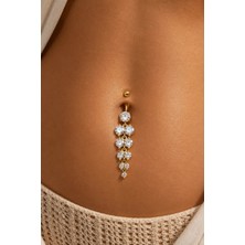 Sacce Scarves & Accessories Taşlı Sallantılı Göbek Piercingi Gold