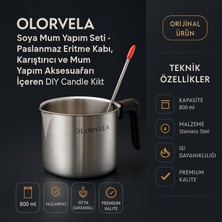 Olorvela Soya Mum Yapım Seti - Paslanmaz Eritme Kabı, Karıştırıcı ve Mum Yapım Aksesuarları Içeren Dıy Candle Making Kit