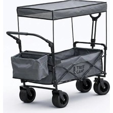 Çadır Dünyası Full Model Kamp Vagon Arabası - 120 kg Kapasiteli, Tenteli ve Kapaklı, 9 cm Geniş Tekerlekli Katlanabilir Arazi Tipi Taşıma Arabası