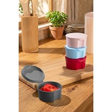  çok renkli plastik saklama kabı yuvarlak 4lü mini