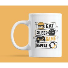 Nino Store Gamer Kupa Bardak – Eat Sleep Game Repeat Yazılı Oyuncu Temalı Porselen Kupa 300 ml