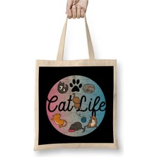 Dekado Cat Mom Af Cute & Funny Cat Life Adorable Circle Of Kittens Bez Çanta Uzun Saplı