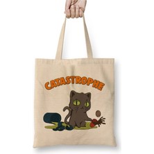 Dekado Cute Funny Catastrophe Kitten Spilling Drinks Cat Bez Çanta Uzun Saplı
