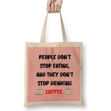 Dekado Cat Funny Coffee Drinks Art Lover Gift Quote - Vintage Retro Rainbow Style Bez Çanta Uzun Saplı