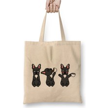 Dekado French Bulldog Coffee Lover Bez Çanta Uzun Saplı