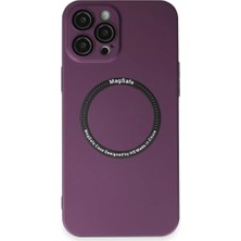 Derin Stok Iphone 12 Kılıf Magneticsafe Lens Silikon - Mürdüm