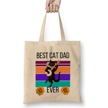 Dekado Best Cat Dad Fathers Day Gift 2021 Bez Çanta Uzun Saplı