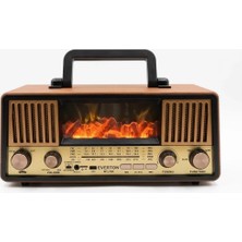 Çadır Dünyası Everton RT-703 Nostaljik Bluetooth Radyo - 4 Bantlı, Solar Panelli ve Dekoratif Alev Efektli Müzik Çalar