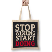 Dekado Stop Wishing Start Doing Gym Inspiration Bez Çanta Uzun Saplı