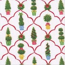 Caspari Petit Jardin De Noel Cocktail Napkins - Includes 20 Cocktail Napkins