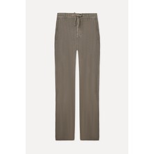 Mudo Erkek Vizon Rengi Straight Fit Keten Pantolon