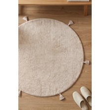 Palmera Playful Yuvarlak Halı 120X120 cm Bej Salon Çocuk Odası Halısı