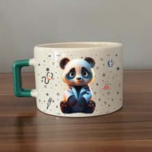 Mor Mürekkep Sad Üzgün Panda - Meslek: Doktor Yeşil Kulplu Kare Meslek Hediyesi Bardak Kupa Fincan Mug