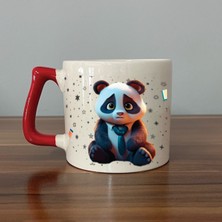 Mor Mürekkep Sad Üzgün Panda - Meslek: Öğretmen Kırmızı Kulplu Prime Meslek Hediyesi Bardak Kupa Fincan Mug