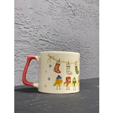 Mor Mürekkep Kuşlar ve Çoraplar Kırmızı Kulplu Prime Yılbaşı Hediyesi Bardak Kupa Fincan Mug