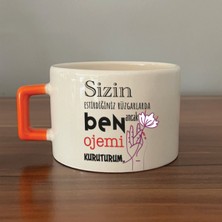 Mor Mürekkep Sizin Estirdiğiniz Rüzgar Ile Turuncu Kulplu Kare Laf Sokma Hediyesi Bardak Kupa Fincan Mug