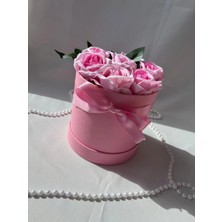 Balon Kutusu Pembe Kutuda Pembe Kadife Gül-Kişiye Özel Kutu Yazısı