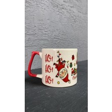 Mor Mürekkep Ters Noel Baba Kırmızı Kulplu Prime Yılbaşı Hediyesi Bardak Kupa Fincan Mug