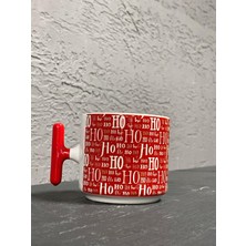 Mor Mürekkep Kırmızı Ho-Ho-Ho Kırmızı Kulplu T Yılbaşı Hediyesi Bardak Kupa Fincan Mug