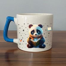 Mor Mürekkep Sad Üzgün Panda - Meslek: Öğrenci Mavi Kulplu Prime Meslek Hediyesi Bardak Kupa Fincan Mug
