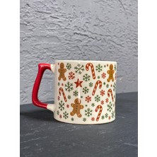 Mor Mürekkep Karışık Yıl Başı Desenleri Kırmızı Kulplu Prime Yılbaşı Hediyesi Bardak Kupa Fincan Mug