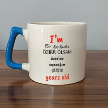 Mor Mürekkep I`m Bir Kuş Kadar Özgür Olsam Mavi Kulplu Prime Motivasyon Hediyesi Bardak Kupa Fincan Mug