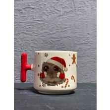 Mor Mürekkep Sad Üzgün Hamster Kırmızı Kulplu T Yılbaşı Hediyesi Bardak Kupa Fincan Mug