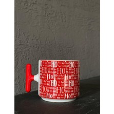 Mor Mürekkep Kırmızı Ho-Ho-Ho Beyaz Kulplu T Yılbaşı Hediyesi Bardak Kupa Fincan Mug