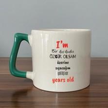 Mor Mürekkep I`m Bir Kuş Kadar Özgür Olsam Yeşil Kulplu Prime Motivasyon Hediyesi Bardak Kupa Fincan Mug
