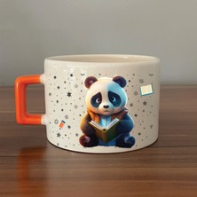Mor Mürekkep Sad Üzgün Panda - Meslek: Öğrenci Turuncu Kulplu Kare Meslek Hediyesi Bardak Kupa Fincan Mug