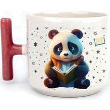 Mor Mürekkep Sad Üzgün Panda - Meslek: Öğrenci Kırmızı Kulplu T Meslek Hediyesi Bardak Kupa Fincan Mug