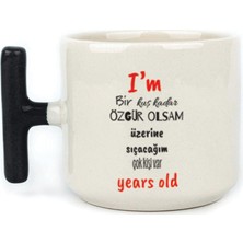 Mor Mürekkep I`m Bir Kuş Kadar Özgür Olsam Siyah Kulplu T Motivasyon Hediyesi Bardak Kupa Fincan Mug