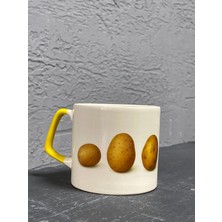 Mor Mürekkep Patates Şekilli ve Yazılı Sarı Kulplu Prime Yılbaşı Hediyesi Bardak Kupa Fincan Mug