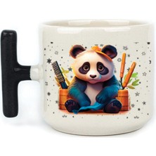 Mor Mürekkep Sad Üzgün Panda - Meslek: Kuaför Siyah Kulplu T Meslek Hediyesi Bardak Kupa Fincan Mug